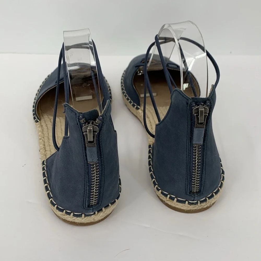 Eileen Fisher Lace-up Espadrille Shoe navy blue Nubuck criss cross strap flat 10